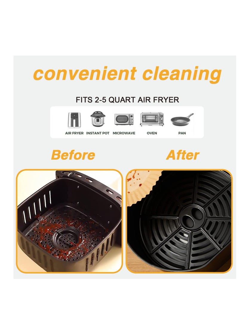 Air Fryer Paper Liners 6.5 Inch, 100 Pieces Non-Stick Parchment Paper, Greaseproof, Disposable Food Grade Unbleached Paper Squares for 2-5 Quart Air Fryer Baking Microwave - Image 3